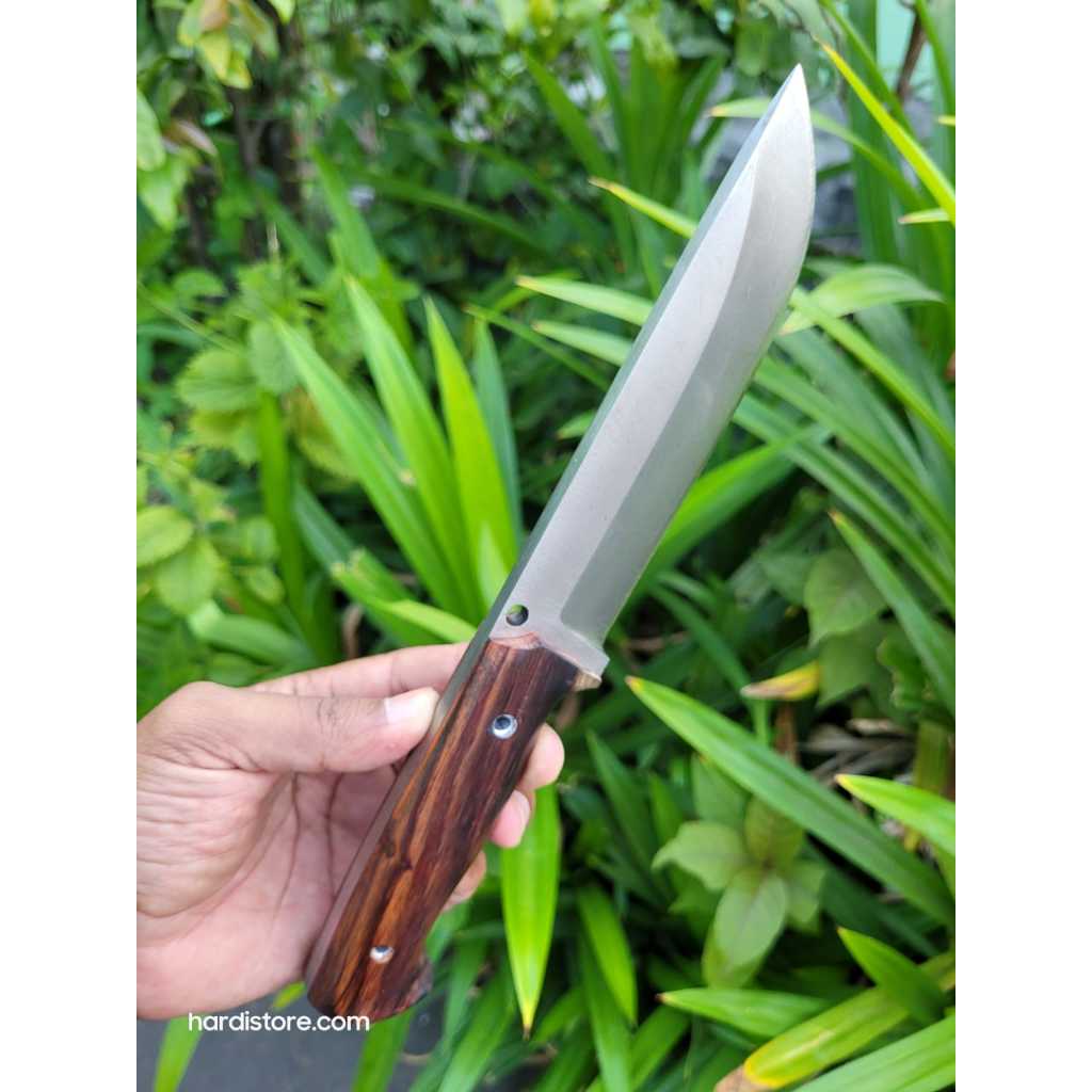 Pisau Bushcraft Fulltang 13,5 cm Tactical Knife Baja Spring Steel Handle Sonokeling