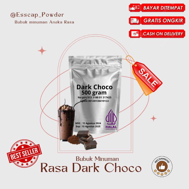 

Serbuk Minuman Rasa Dark Choco 500 gram - Praktis & Lezat, Minuman Instan