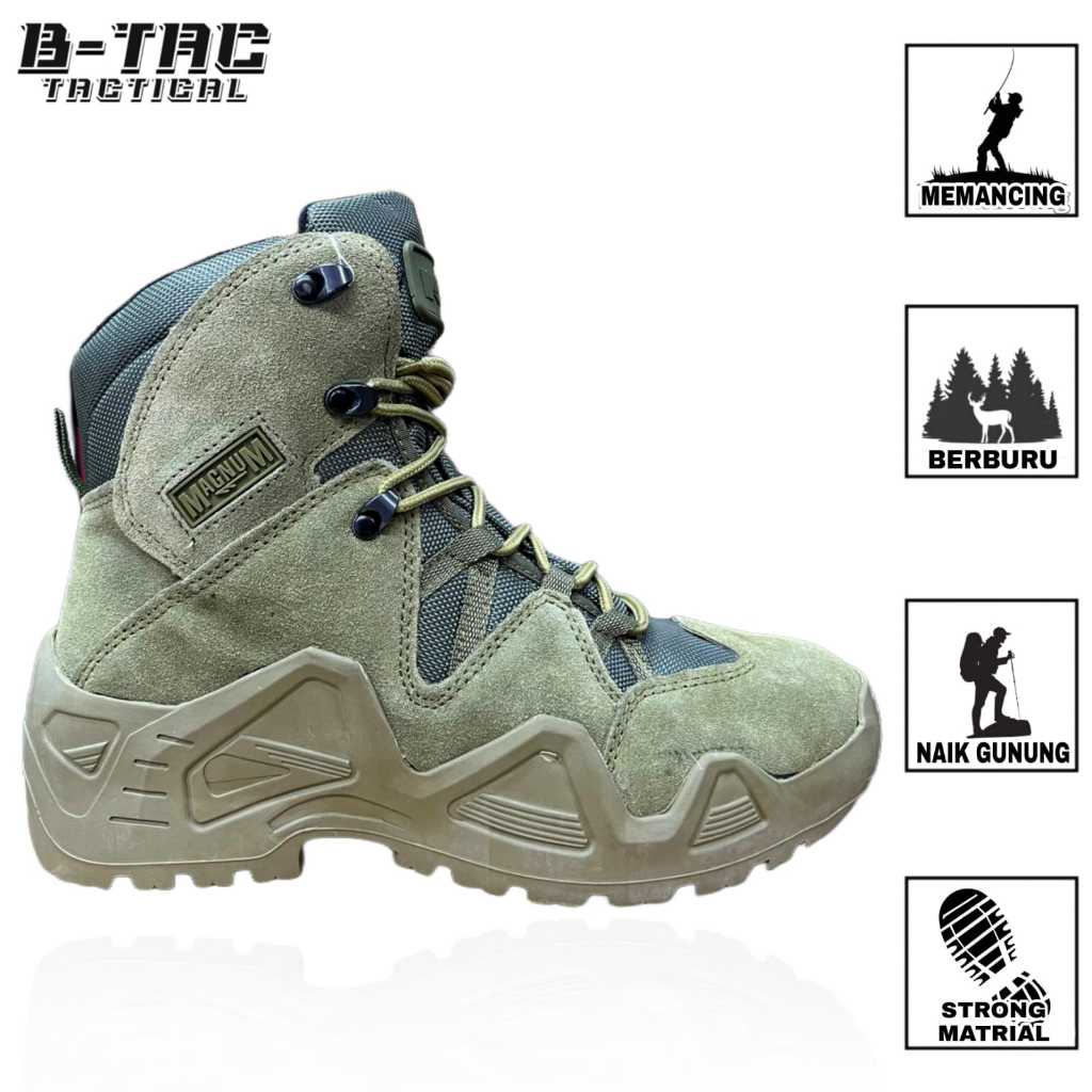 [S.168 Hijau] Sepatu Boots Pria 6 Inch/ Sepatu Tactical Pria/ Sepatu Tactical Military Bahan Cordura