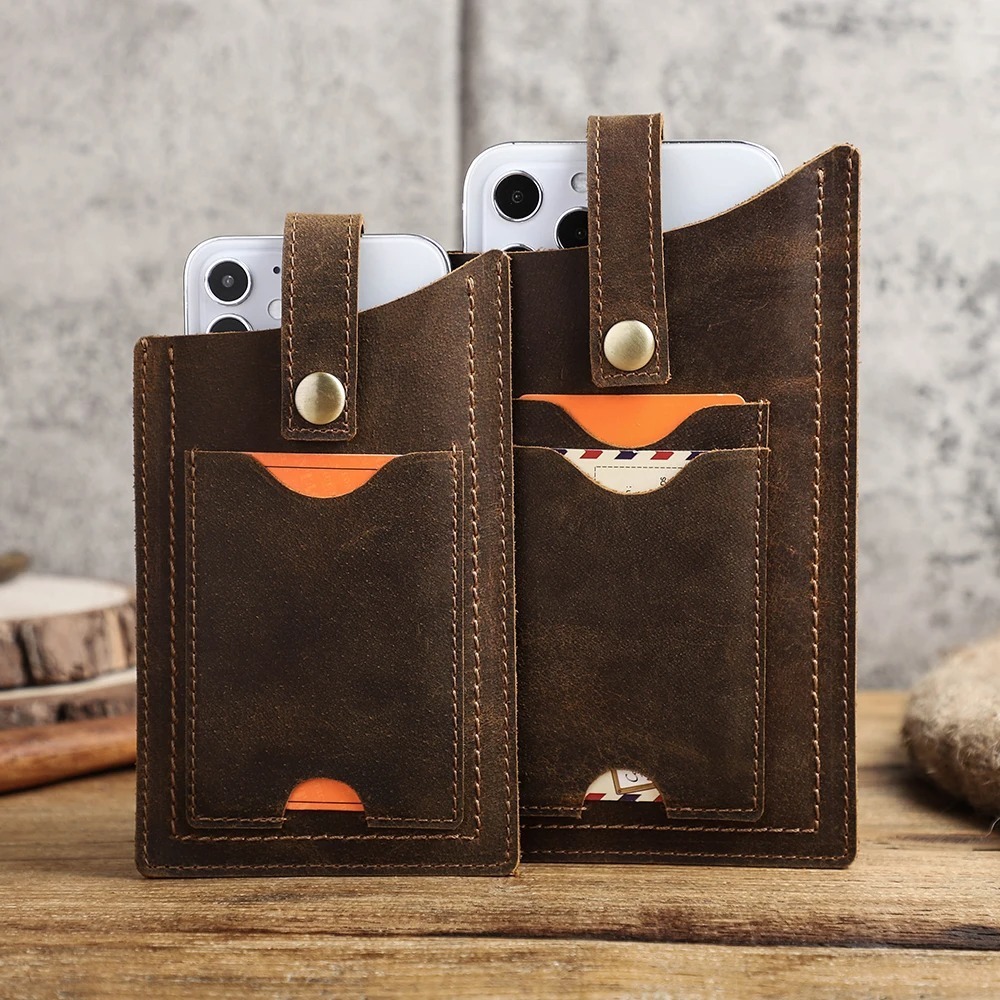 Tas pinggang pria kulit asli - Dompet HP kulit asli crazy horse