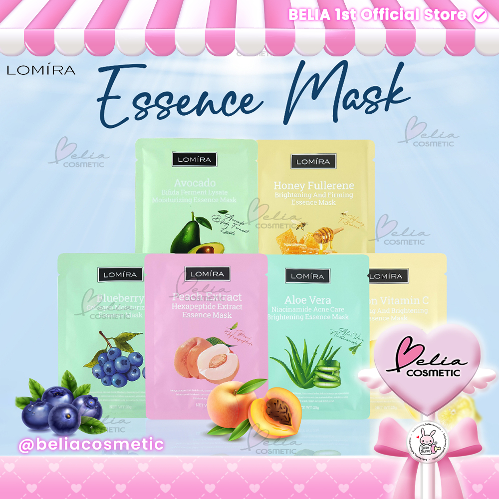 ❤ BELIA ❤ LOMIRA Essence Mask | Sheet Mask | Masker Wajah Ekstrak Buah 25 G All Varian Essence Mask 