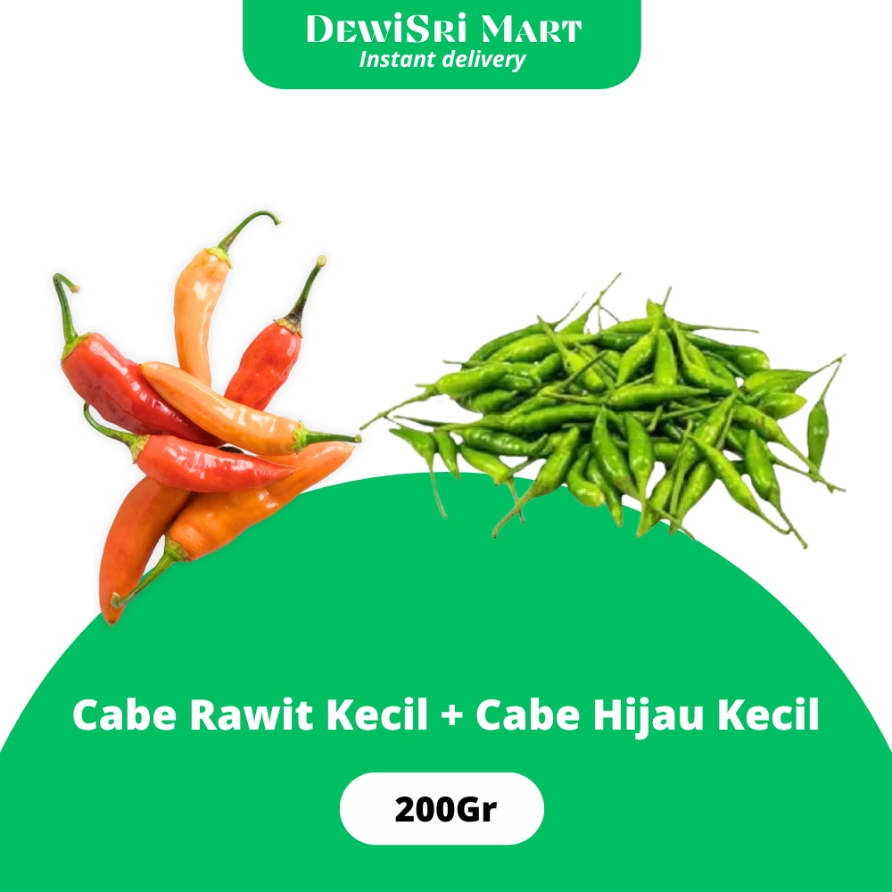 

Cabe Rawit Kecil + Cabe Rawit Hijau 200gr - Dewi Sri Mart