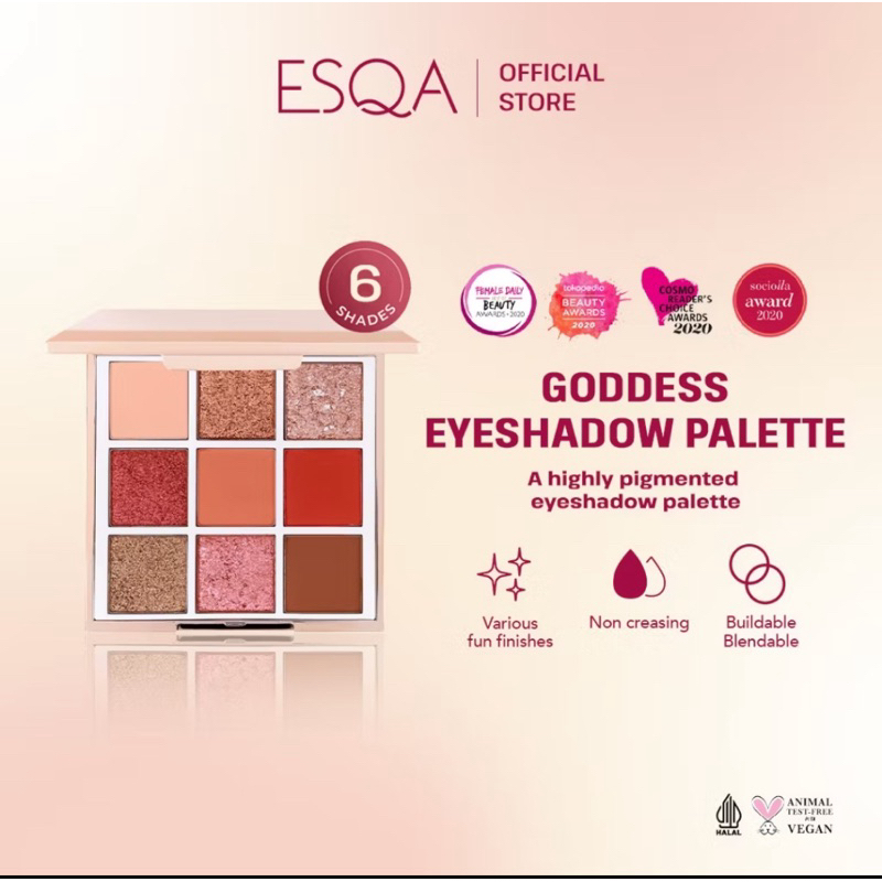 ESQA Goddess Eyeshadow Palette Mauve ,Bronze, Peach Eyeshadow Esqa