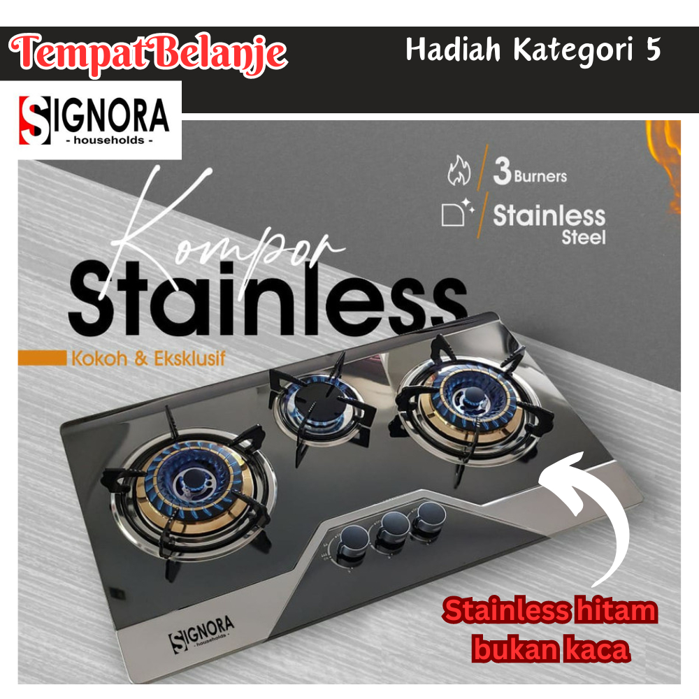 Kompor Signora Stainless 3 tungku gas stove stainles Tanam / portable