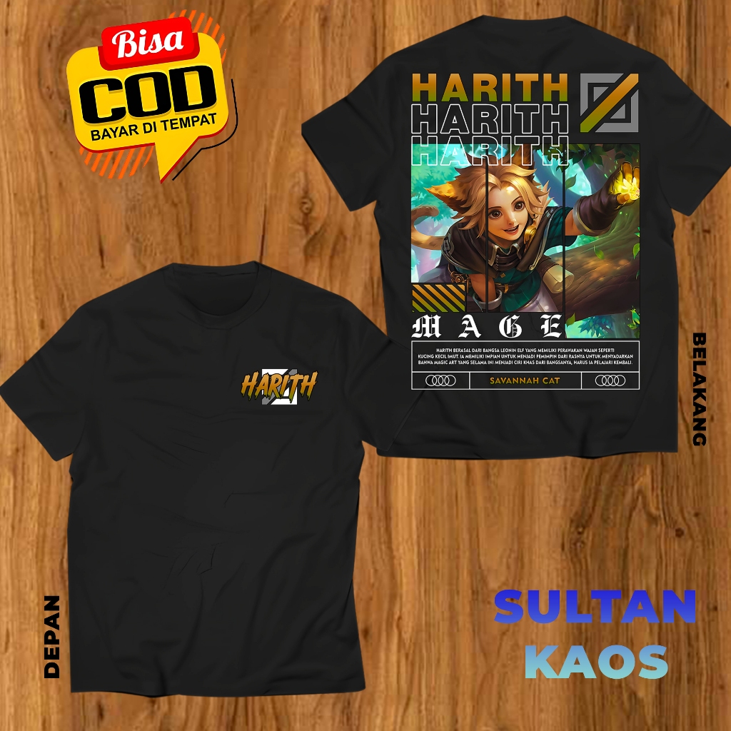KAOS DEWASA GAME HARITH SAVANNAH CAT BAJU ML HARRITH MAGE TSHIRT MLBB BISA REQUEST SKIN