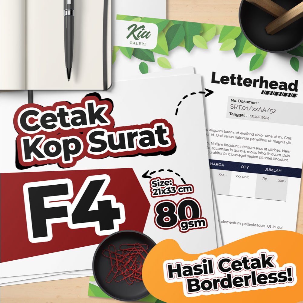 

Cetak Kop Surat F4, HVS 80 gsm Full Color
