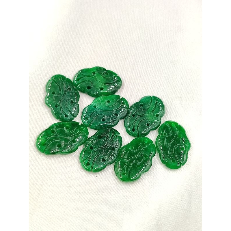 Liontin Batu Alam Giok Asli Hijau Tua Oval Gepeng 8545 15x23 MM/PCS