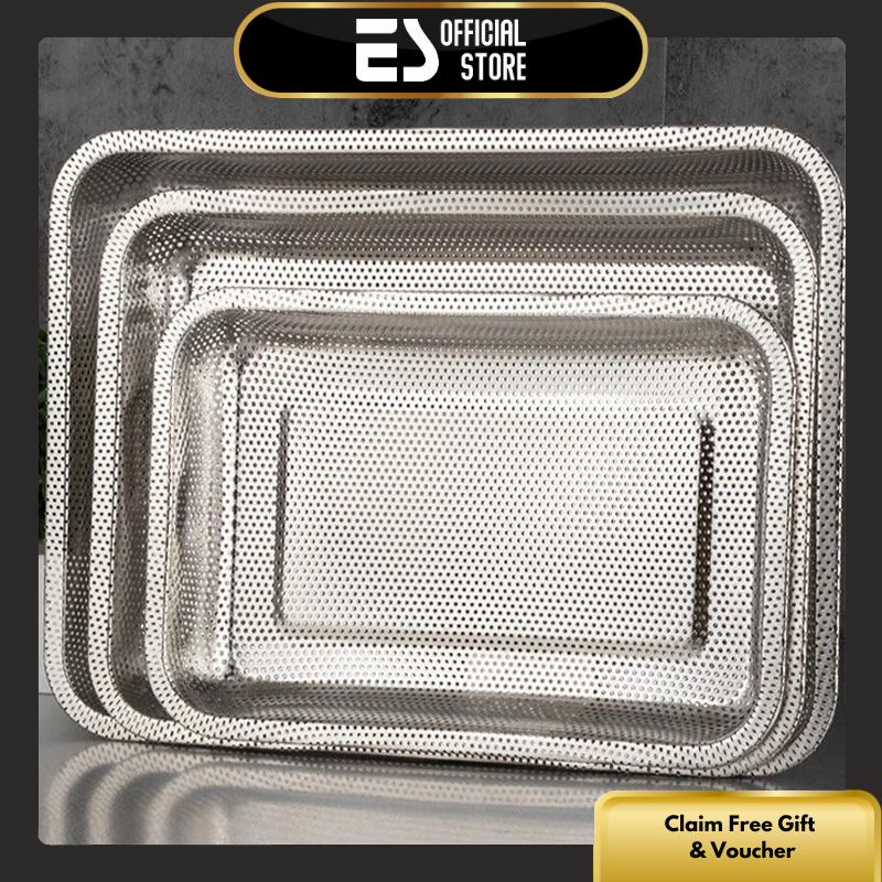 ES Wadah Tirisan Minyak Kotak Stainless Steel Tempat Saringan Minyak