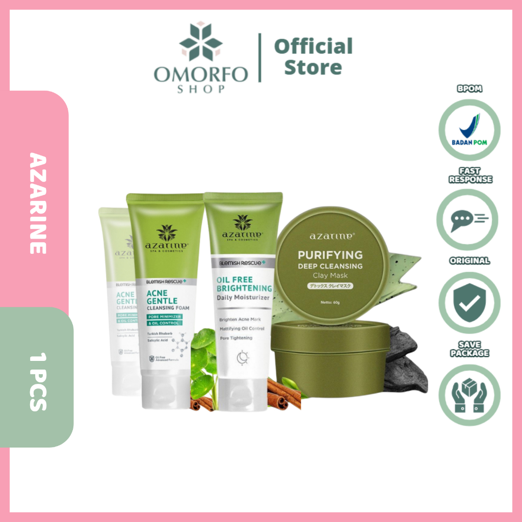 [Omorfo] Azarine  Acne Series | Azarine  Deep Cleansing Clay Mask | Azarine Oil Free Moisturizer | A