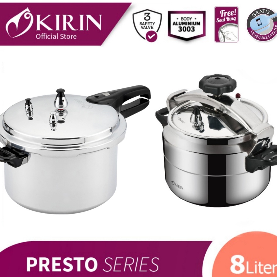 FG2 Panci Presto Induksi Kirin K 8 Liter Pressure Cooker Kirin 8 L Presto Alumunium Presto KPC 24S