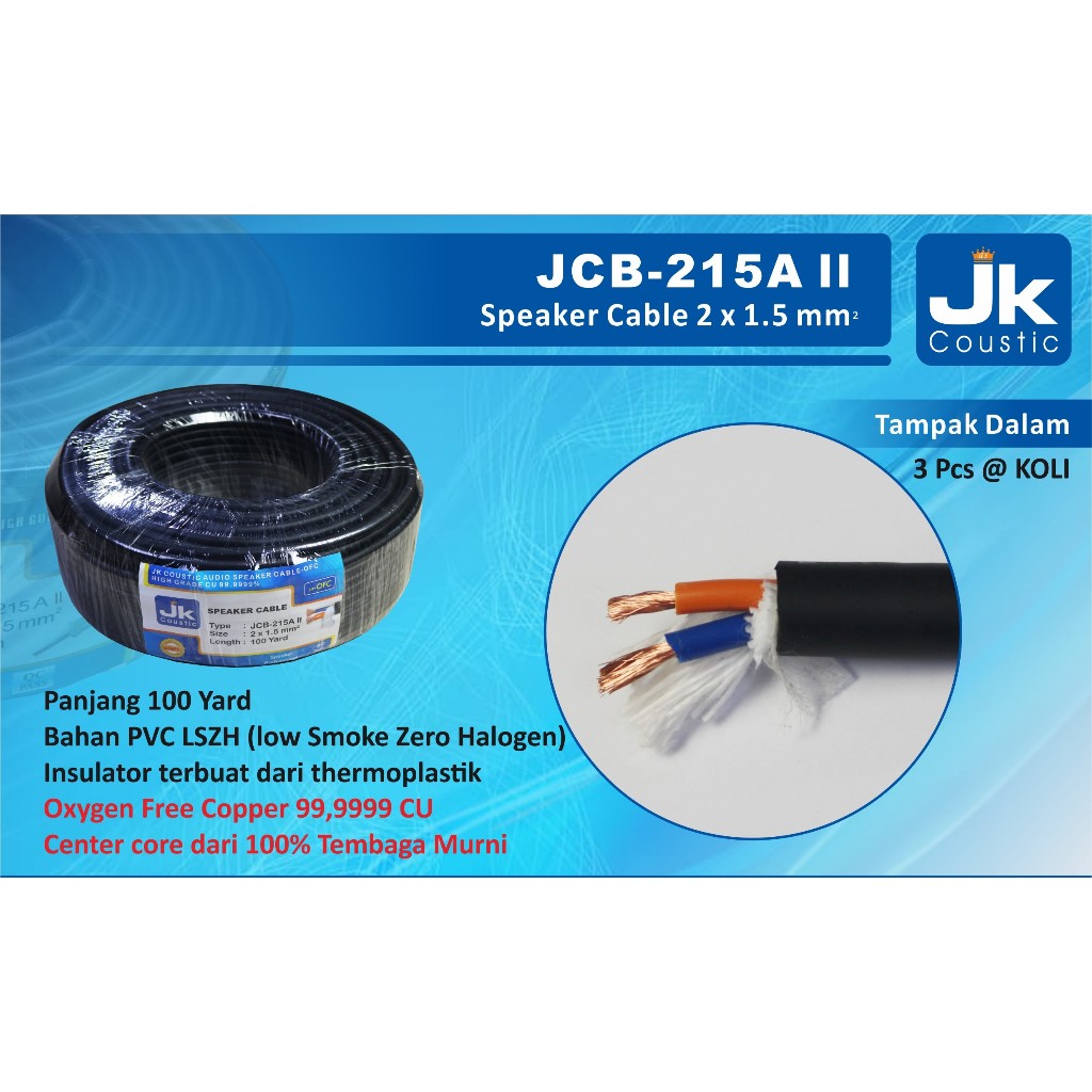 Kabel Speaker 2x1.5mm Jk coustic JCB-215A II 1 Meter