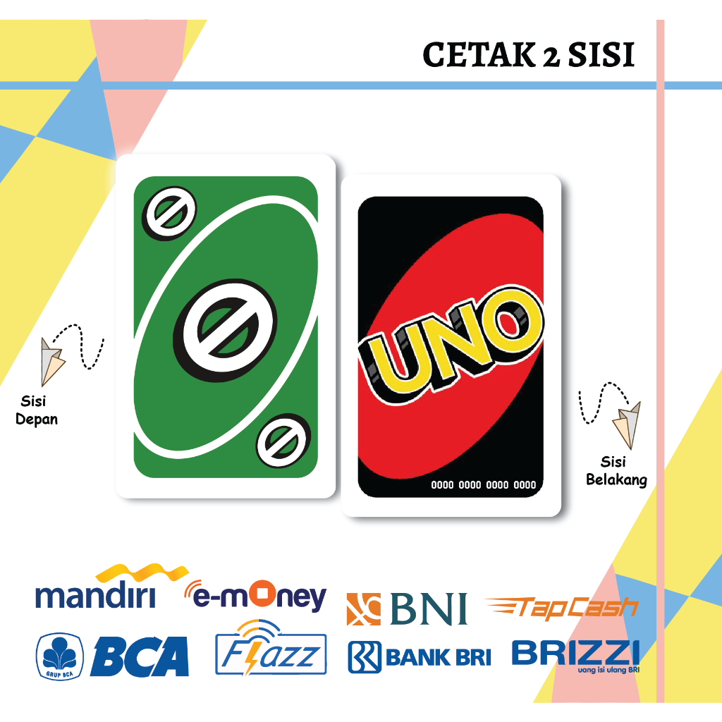 KARTU EMONEY E TOLL UNO BLOCK CARD REVERSE GREEN HIJAU MANDIRI FLAZZ GEN 2 TAPCASH BRIZZI - 2 SISI