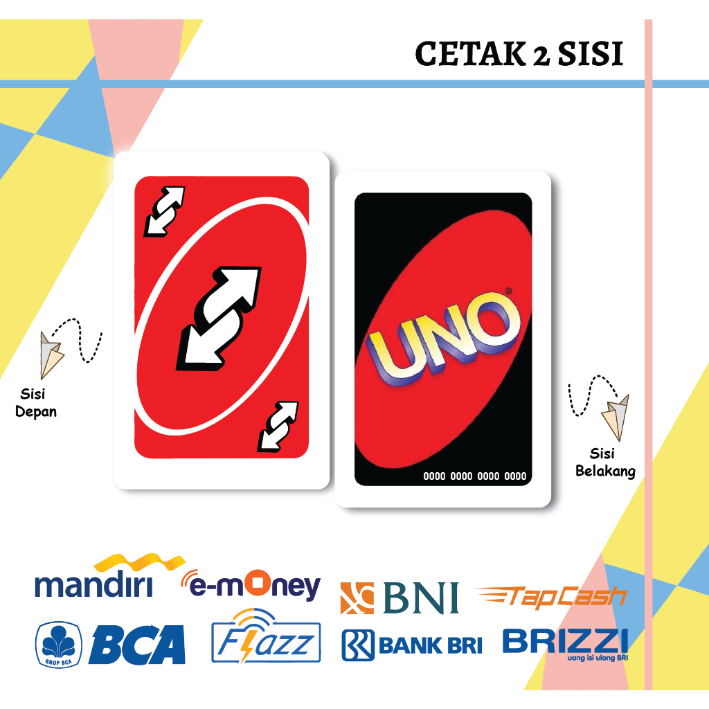 KARTU EMONEY ETOLL UNO CARD REVERSE KUNING YELLOW CUSTOM MANDIRI FLAZZ GEN 2 TAPCASH BRIZZI - 2 SISI
