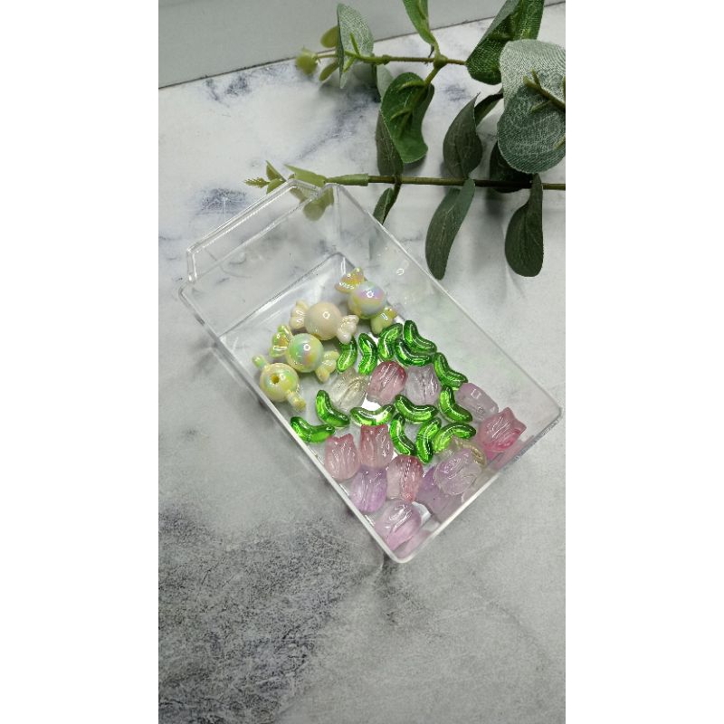 manik toping Premium bunga daun+pita