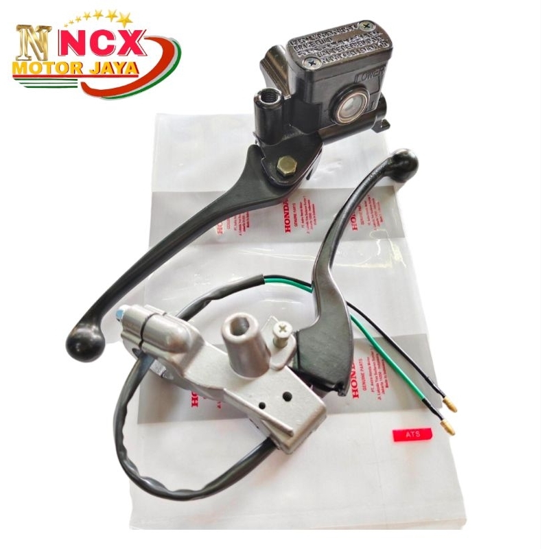 Master rem atas assy Beat karbu sepaket Hitam + Dudukan kaca spion kiri + Handle rem kiri + bonus sw