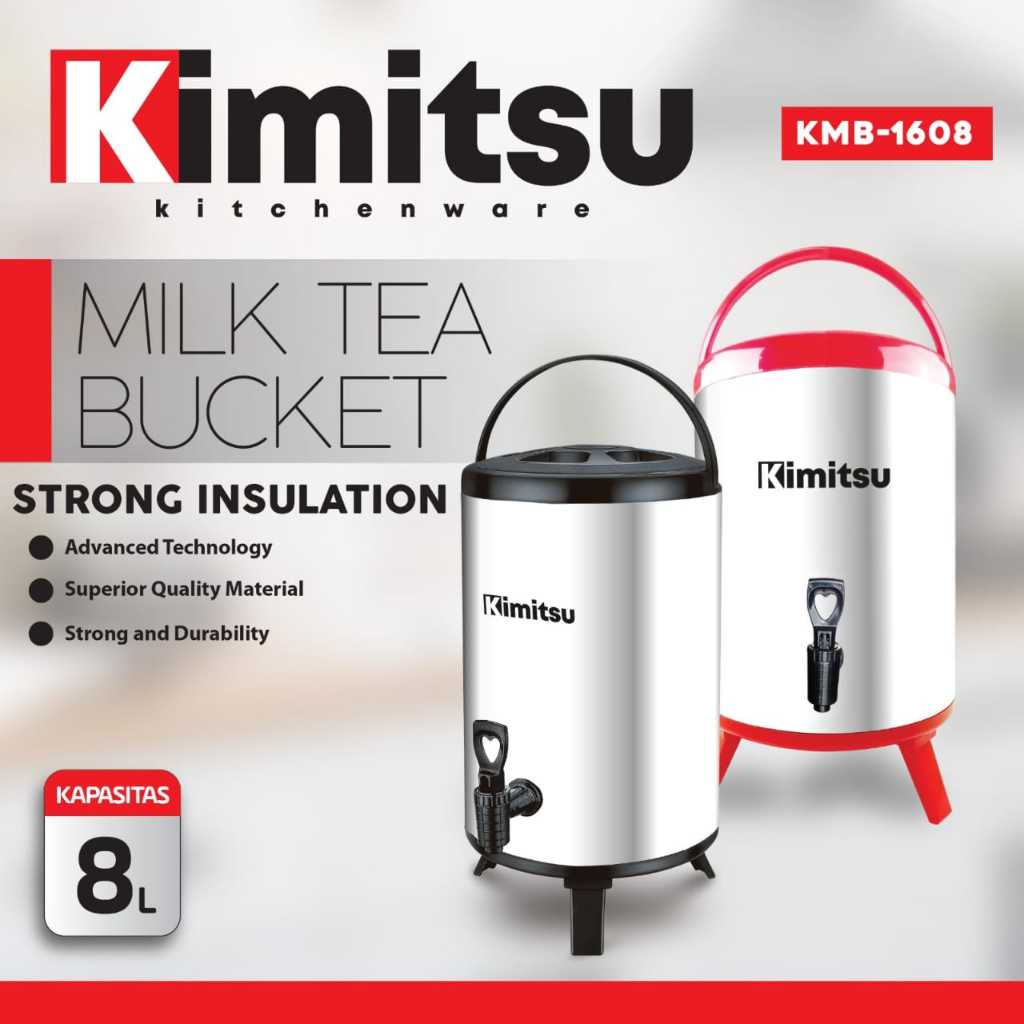 KIMITSU-Milk Tea Bucket Termos Tuas Keran Kapasitas Besar-Milk Tea Bucket-Milk Tea Bucket Ice dan Ho