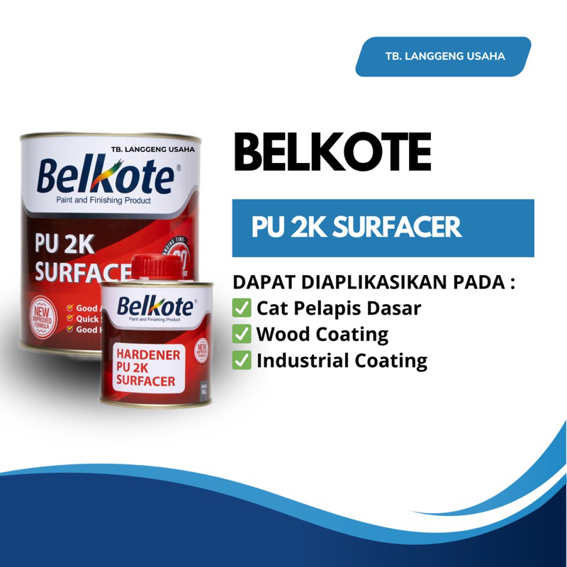 LU Belkote PU 2K Surfacer Cat Duco Body Kendaraan Motor Mobil Besi Kayu Cat Dasar Semprot Anti karat
