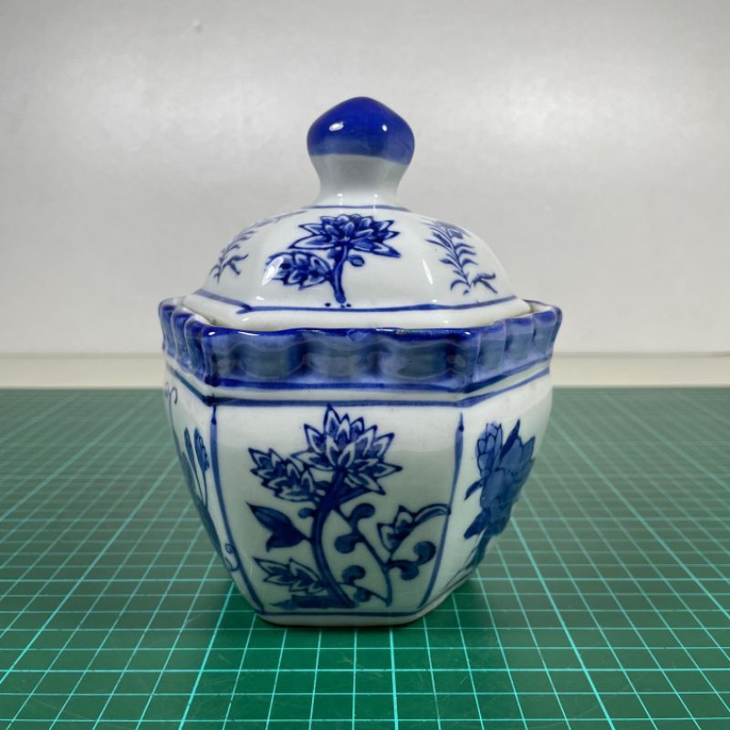 Mangkok Hias untuk Permen Motif Bunga Biru