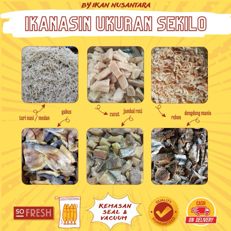 

RB IKAN ASIN SERBA 1 KILOGRAM/ CUMI ASIN IKAN ASIN NUSANTARA / KUALITAS PREMIUM