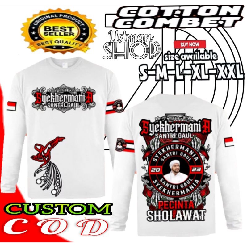 KAOS SYEKHERMANIA DISTRO CUSTOM, BISA REQUEST KATA/LOGO SESUKA LOE, SABLON DEPAN BELAKANG Edisi sant