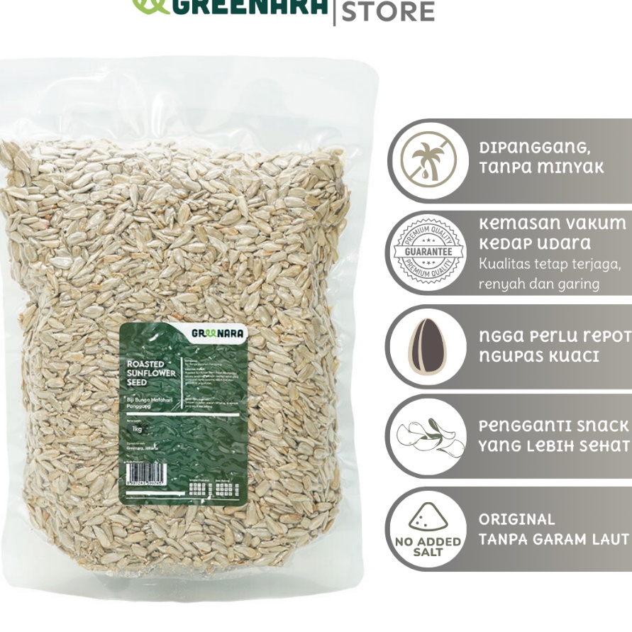 

SERBA SERBI Greenara Kuaci Kupas Panggang 1Kg Roasted Sunflower Seed