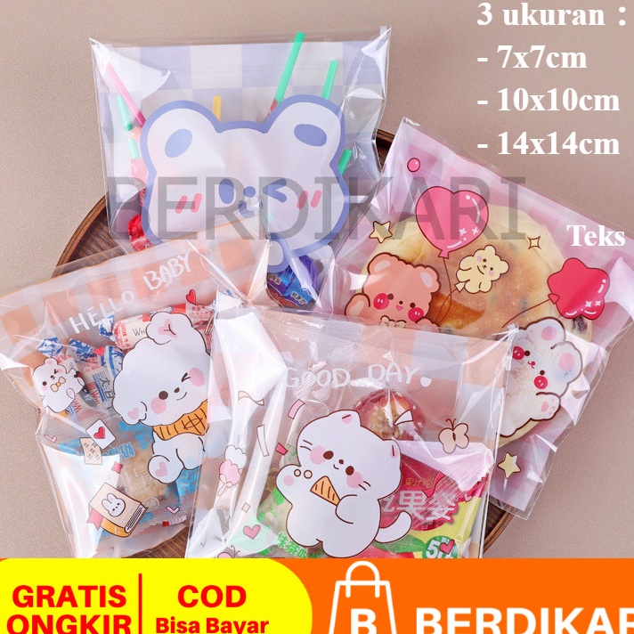 

TOP Berdikari Isi 1 Pcs Ukuran 14x14 cm Plastik Cookies Roti Donat OPP Bunny Bear Kucing Plastik Kue Permen Snack Karakter Kantong Kemasan 7 cm 1 cm 14cm