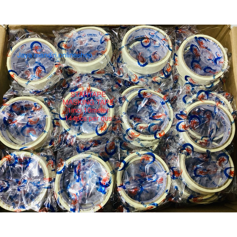 

STARTAPE MASKING TAPE LAKBAN KERTAS CREAM 10meter 144pcs per dus