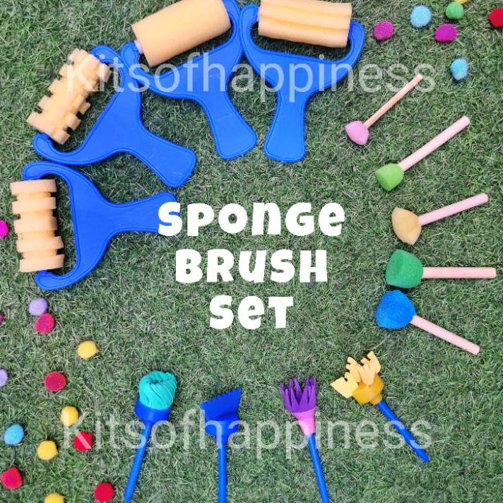 

GROSIRAN MURAH 1 set Sponge brush painting roller flower kids kuas lukis anak painting set fine motor skills