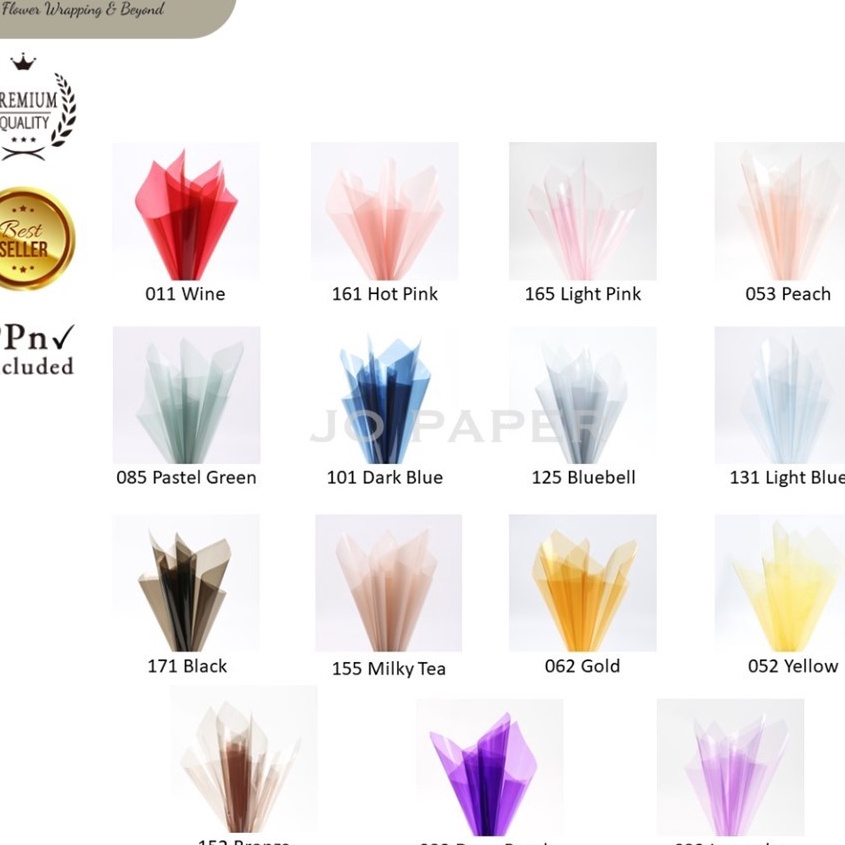 

WOW 5 LEMBAR Flower Wrapping Paper Color OPP Tipis Transparan Warna Kertas Buket Bunga Cellophane