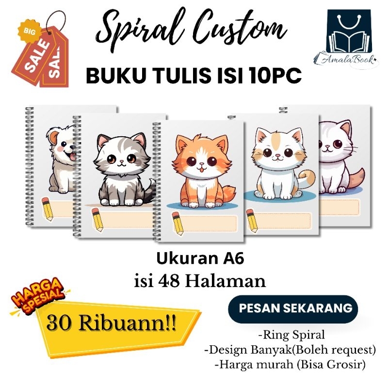 

Buku Tulis Isi 10pcs Buku tulis spiral custom
