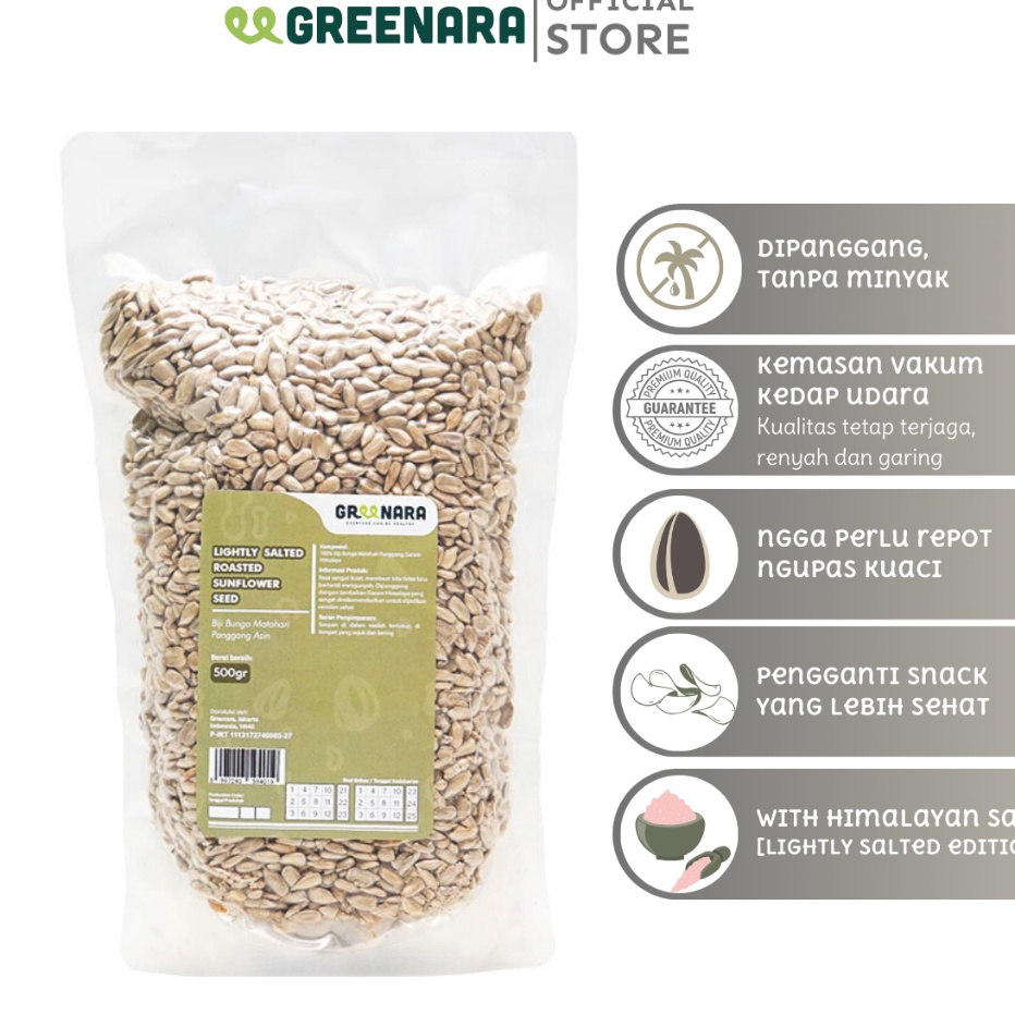

PRODUK BARU KAMI Greenara Lightly ed Roasted Sunflower Seed 5gr Kuaci Kupas