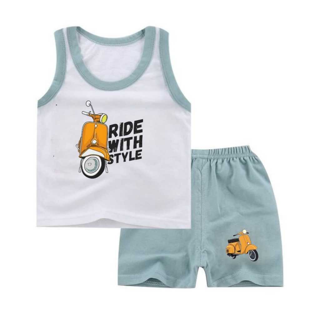 MAM SINGLET SETELAN BAJU ANAK VESPA BABY / SET BABY VESPA / BAJU BAYI VESPA