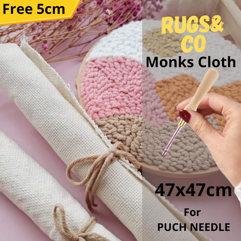 Kain Punch Needle Embroidery Monks Cloth Fabric/ Kain Monks Sulam/Kain Blacu