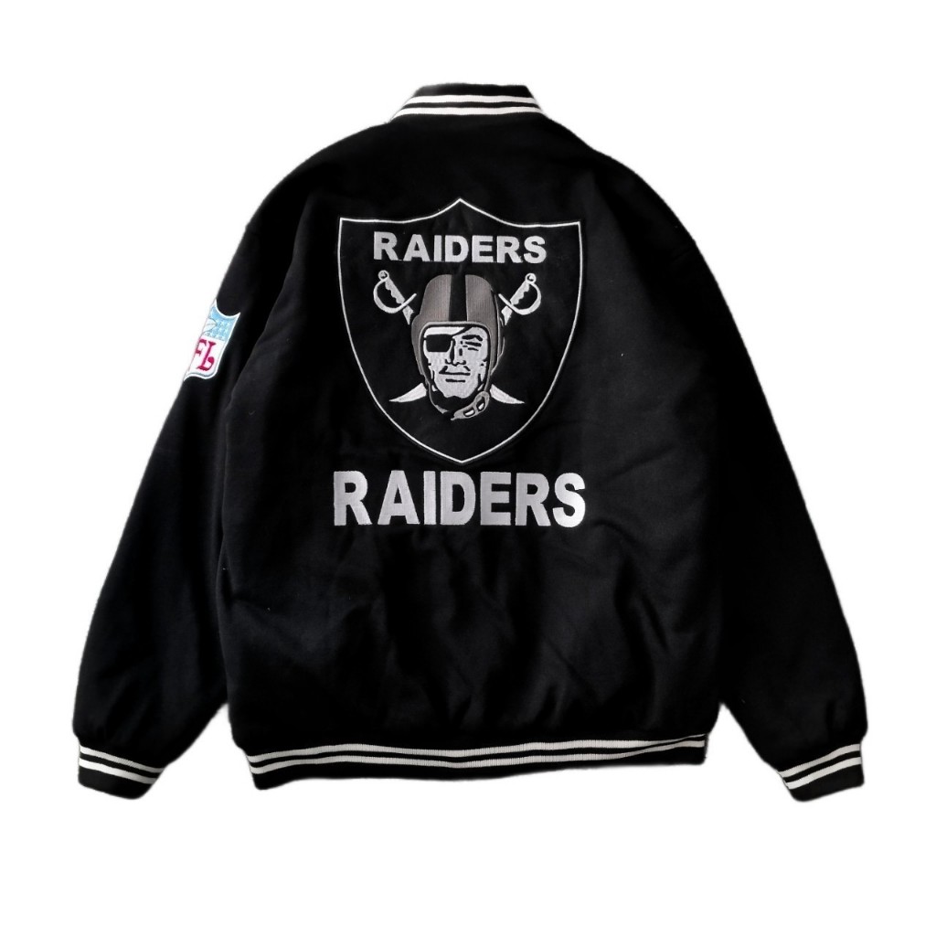VARSITY JAKET BOMBER VARSITY RAIDERS LOGO BB FULL BORDIR BLACK