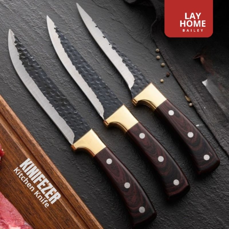 Pisau Daging Super Tajam Dapur Stainless Set Seset Kulit Sapi Fillet Tulang Boning Import Jepang