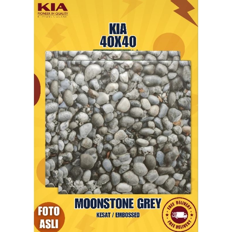 Keramik Kia 40x40 Moonstone Grey | Brown | Keramik Kasar | Keramik Teras | Embossed