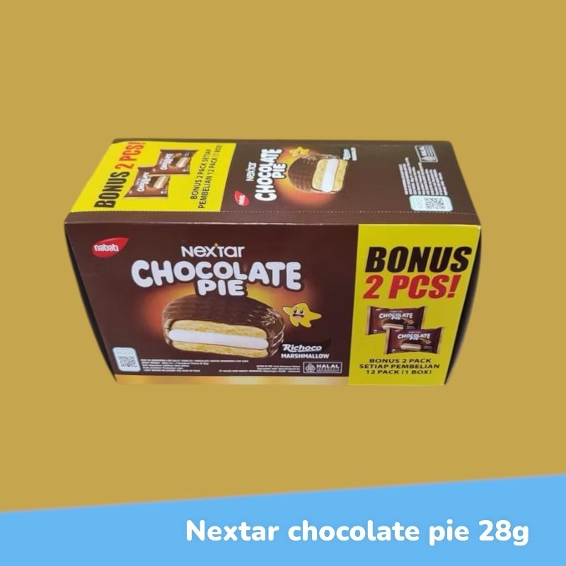 

Nextar chocolate pie isi 12+2 bunguks 28g baru.