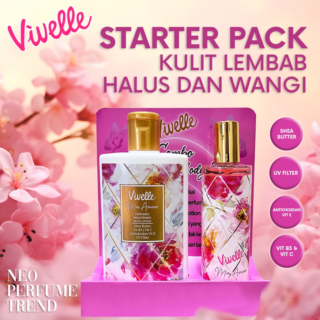 VIVELLE NEO PARFUM TREND - Combo Paket Bundling - EDT Glass 100ml Mon Amour x  Body Lotion 250ml Mon
