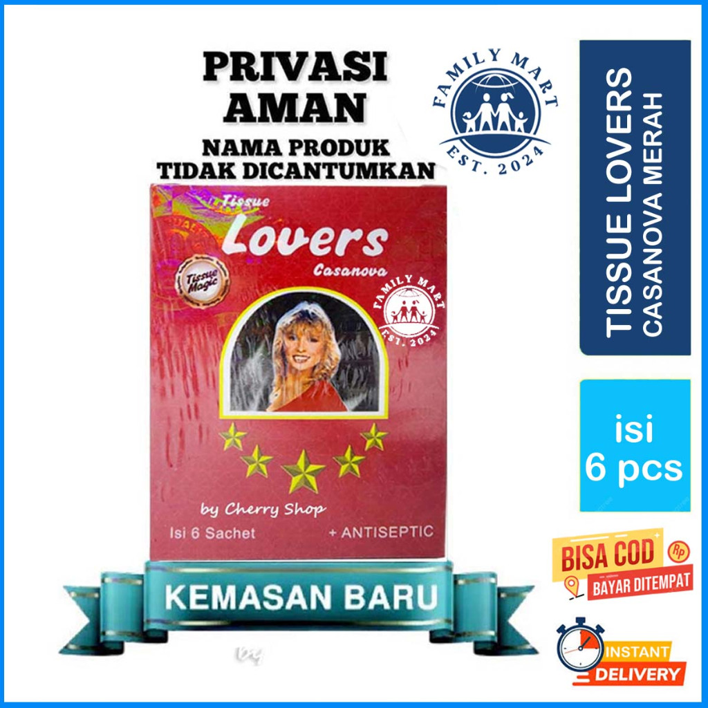 [LOVERS MERAH ISI 6PCS | BPOM] [1 PACK = 6 SACHET] [KEMENKES] Tisu Magic Man Casanova Merah Original