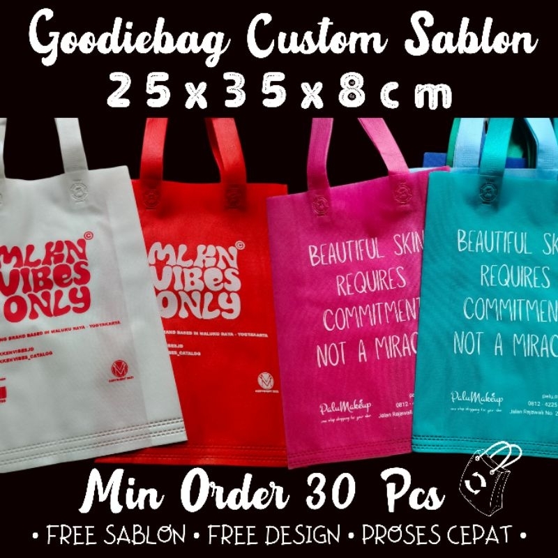 

TLS SABLON 25X35 custom sablon goodie bag / tas 25x35 sablon / tas wedding / tas oleh oleh haji / tas mengenang / tas ulang tahun / tas tahlil / tas haul / tas 25x35 custom sablon / tote bag sablon / tas hantaran