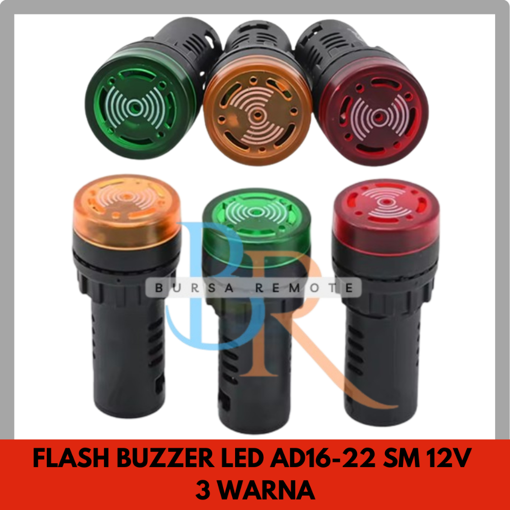 Flash Buzzer Light Pilot Lamp LED Alarm Signal AD 16-22SM 12V