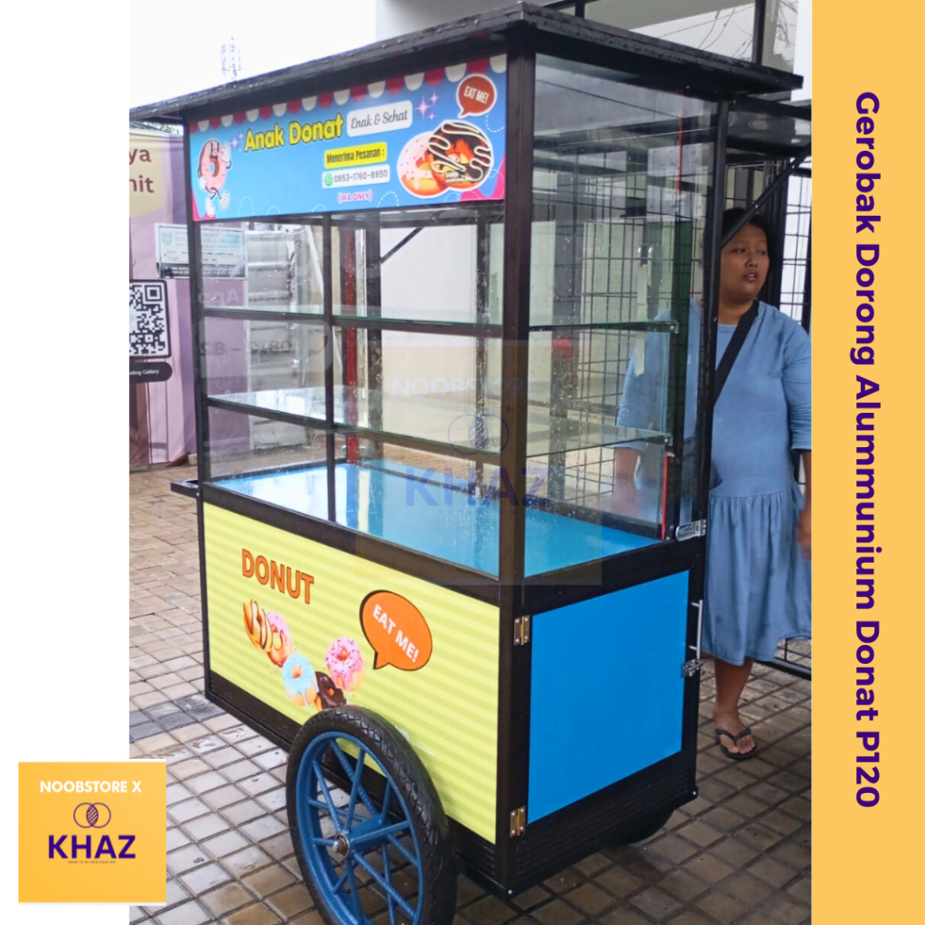 Gerobak Dorong P120 Alumunium Jualan Donat