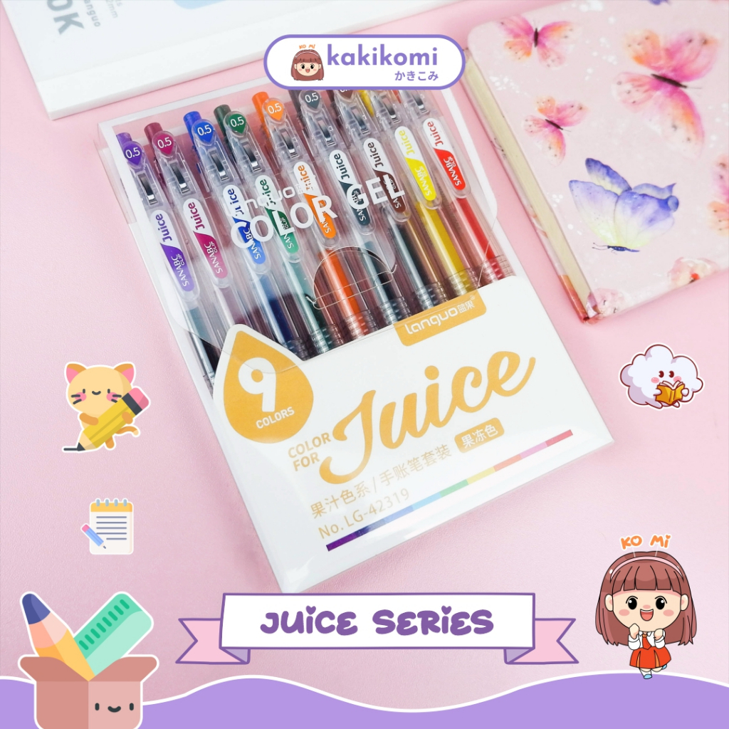 

Bulpoin Warna Warni Languo Color for Juice Series 9 Colors 0.5mm Press Gel Pen Bulpoin Lucu Alat Tulis Sekolah