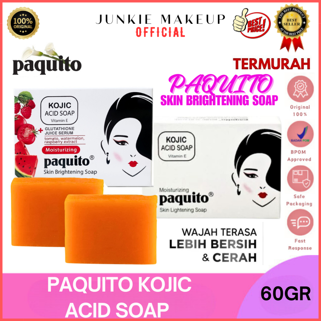 𝗝𝗨𝗡𝗞𝗜𝗘 𝗠𝗔𝗞𝗘𝗨𝗣 - Paquito  Sabun Wajah Pemutih / Sabun Batang Murah PAQUITO SKIN BRIGHTENING SOAP 60GR