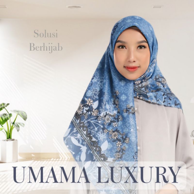 UMAMA LUXURY MOTIF POUCH SERAGAM ICON SWAROVSKI METAL LOGO PRINT LC Scarf Hijab Pesta Laser Cut Segi