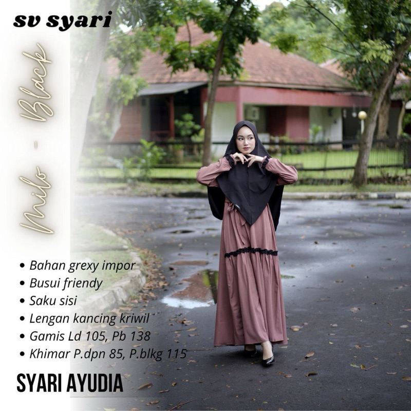 SV SYARI | AYUDIA GAMIS DRESS SYARI SET KHIMAR POLOS TWO TONE BUSUI MUSLIMAH DEWASA