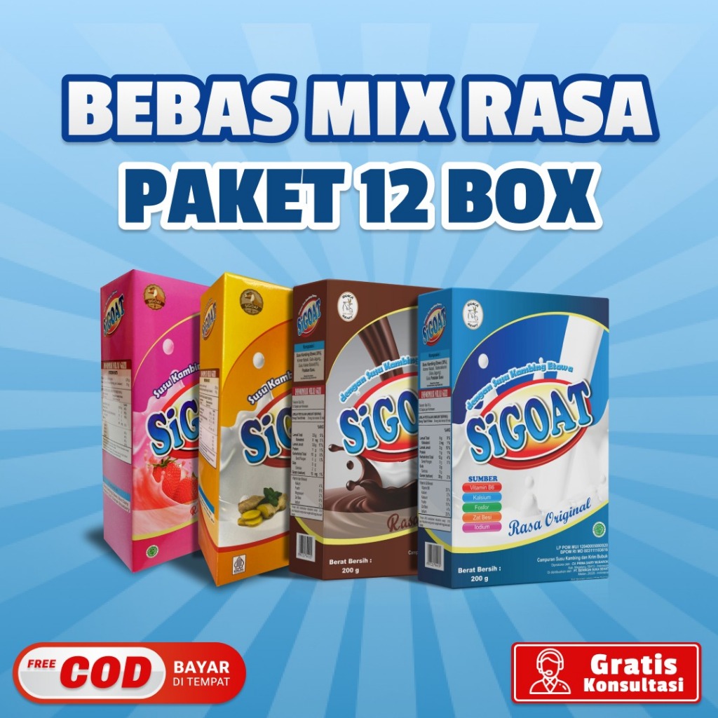 

PAKET RESELLER 12 BOX SUSU KAMBING ETAWA BEBAS PILIH VARIAN RASA ORIGINAL COKELAT JAHE STROBER