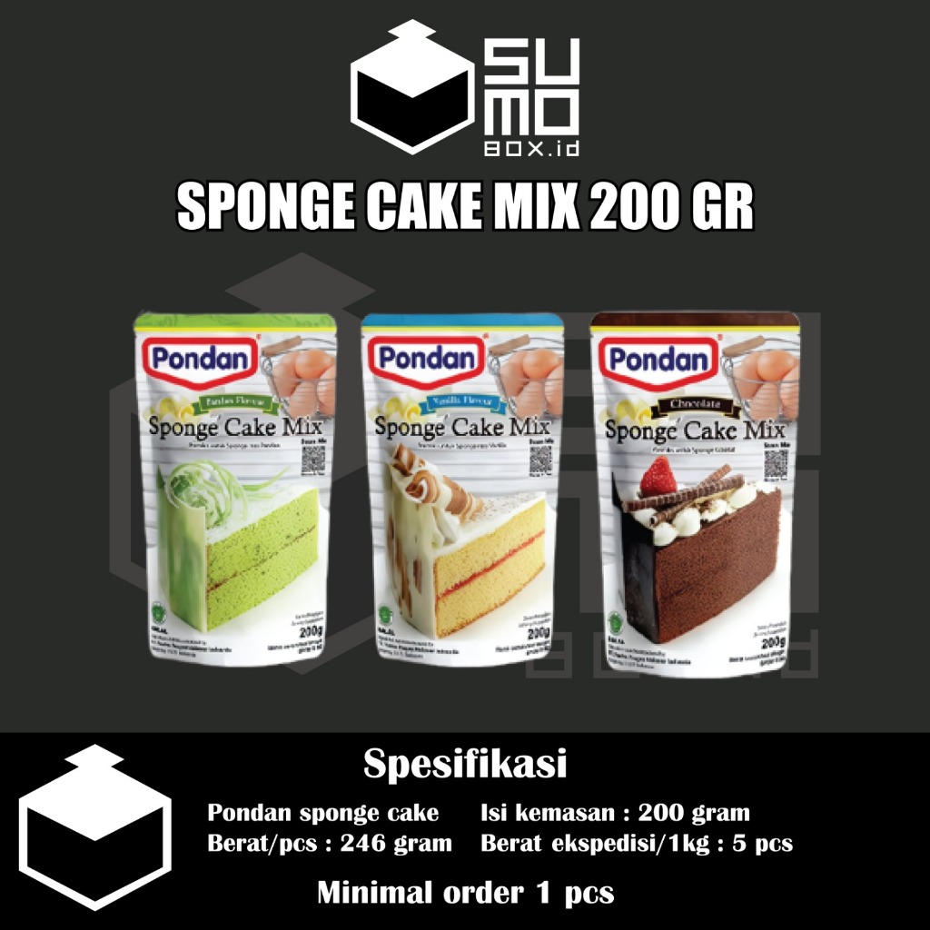 

Pondan sponge cake mix 200gram cake instan 200gram