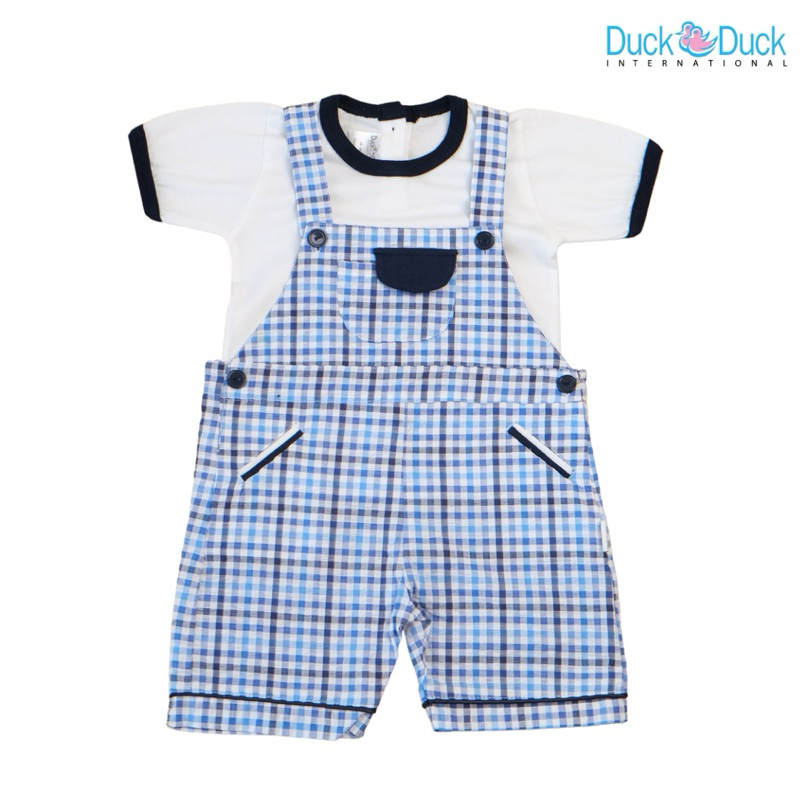 DUCK DUCK Overall Bayi Laki-laki Motif Kotak-kotak - Luwi Overall