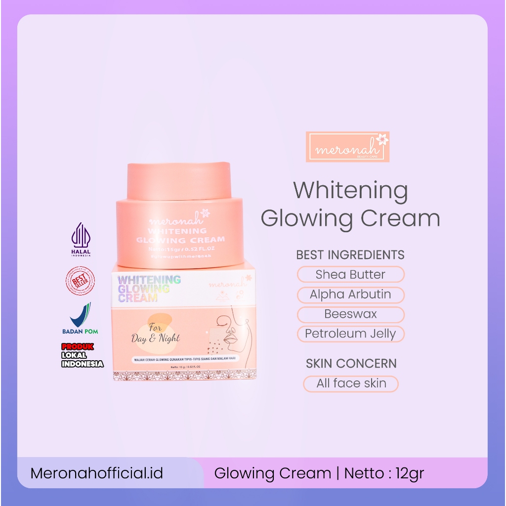 Cream flek dan wajah kusam Meronah Glowing Cream 2in1 | Cream pagi dan Cream Malam | Krim Wajah BPOM